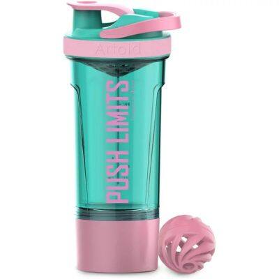 แก้วเชคบอล Artoid Mode Protein Shaker Bottle with Blender Balls Mixing Grids Flip-Top, 24 oz, Pink