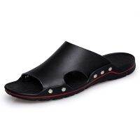 CODhan14416 Mens Genuine Leather Sandals Non-skid Summer Outdoor Soft-sole