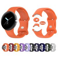 Original Silicone Strap for Goole Pixel Watch Metal Buckle Silicone Watch Strap Butterfly Full Cover Band for Goole Pixel Watch Straps