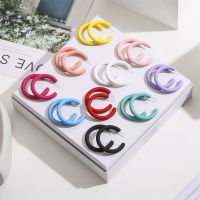 【YP】 IPARAM Fashion Color Resin Hoop Earrings Korean Semicircle C Round 2021 Jewelry Gifts