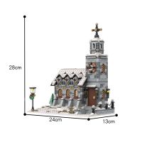 MOC The Medieval Architecture And Truck Winter Village - Market Stalls Building Blocks Set Christmas Car Church Bricks Toys Gift