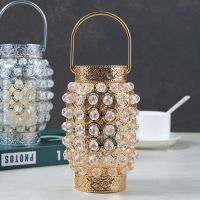 French Entry Lux High-Grade Crystal Metal Candlestick Barn Lantern Hanging Portable Retro Holder Candle Holder Ornaments