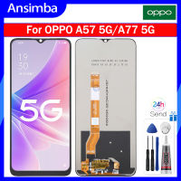 Ansimba จอ LCD ขนาด6.56นิ้วของแท้สำหรับ OPPO A57 PFTM20 5G/OPPO A77 5G อะไหล่ CPH2339 LCD หน้าจอ LCD ชุดดิจิไทเซอร์จอแสดงผลหน้าจอสัมผัสสำหรับ OPPO A57 5G A77 5G Lcd