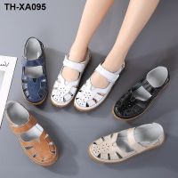 ?❅❁ new womens sandals large size hollow hole shoes leather breathable nurse white