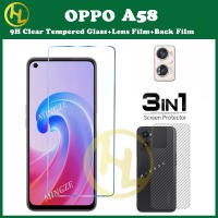 3-In-1สำหรับ OPPO A58 5G อุปกรณ์ป้องกันจอฟิล์มกระจกเทมเปอร์ OPPO A1 A76 A12 A1X A1Pro A78 A57S A77S A98 A33 A36 A97 A16K A55 5G A16 A96/A17 A35/a7/A74 A5S A54 A94 A53 A52/A92/A12E A72/A3S A31 A9 2020/A5 2020 4G A54S ฟิล์มป้องกัน9H