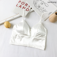 ?SEN? ผู้หญิงเซ็กซี่สายผ้าไหมเรียบ plunbralette Bra บราบราบราบราบราบราขึ้น