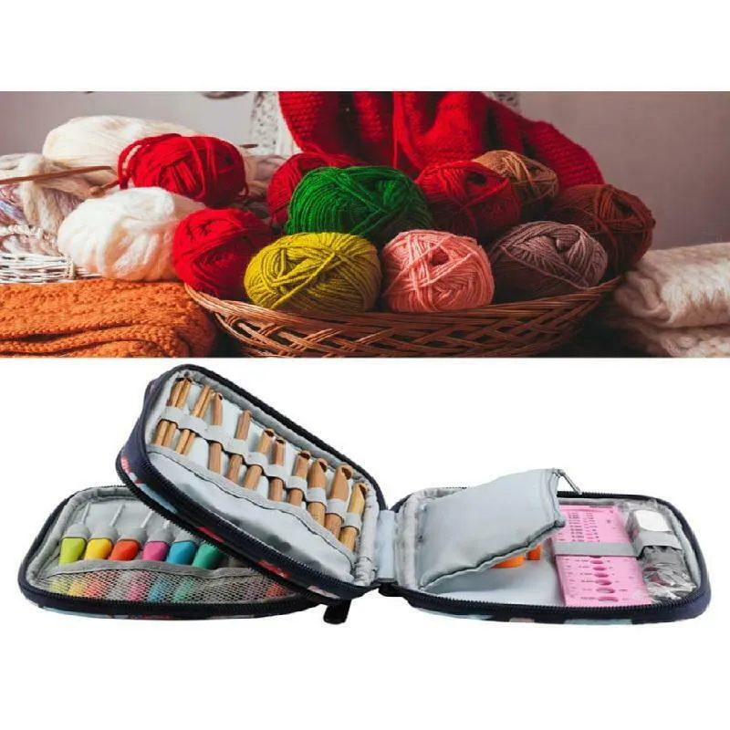 110Pcs Crochet Hooks Kit with Case Knitting Needles Weave Yarn Set