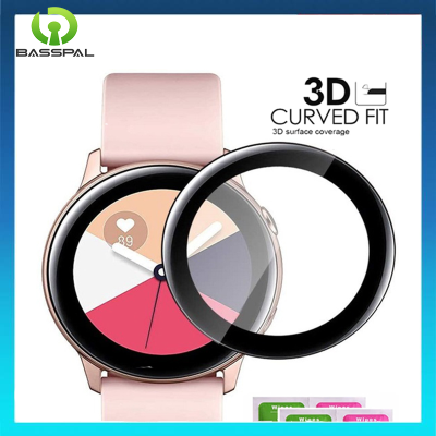 3D อุปกรณ์ป้องกันหน้าจอกระจกเทมเปอร์พรีเมี่ยมสำหรับ Samsung Galaxy Watch Active 2 40มม. และ44มม. ฟิล์มสมาร์ทวอท์ชแก้ว