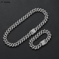 Hip Hop Miami Curb Cuban Chain Iced Out Rhinestones Necklace &amp; Bracelet Chaine Homme Rapper Jewelry For Men Fashion Chain Necklaces