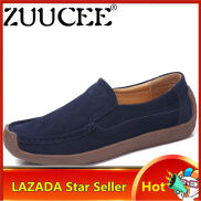 ZUUCEE Giày Cotton Da Chống Nhung Giày Đế Bằng Giày Đậu Giày Ấm Thời Trang
