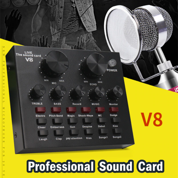 Original V8 Sound Card Audio External USB Soundcard Headset Microphone