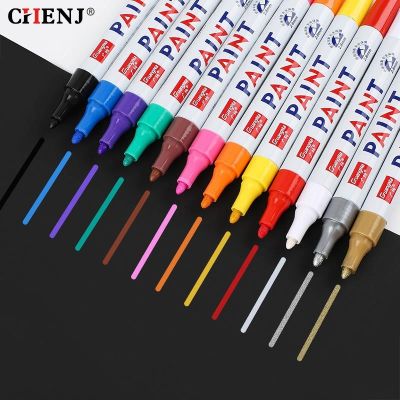 1pcs White Waterproof Cars Wheel Tire Oily Mark Pen Auto Rubber Tyre Paint Pen CD Metal Permanent Paint Marker Graffiti Touch Up