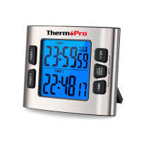 ThermoPro TM02ทำอาหารจับเวลาครัวดิจิตอลจอแสดงผลขนาดใหญ่ Dual Timer Backlight CountdownUP Timer พร้อมฟังก์ชั่นนาฬิกา