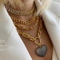 2022 Gift Collar heavy Minimalism Chain punk chunky Jewelry Accessory charm black crystal heart pendant necklace women men