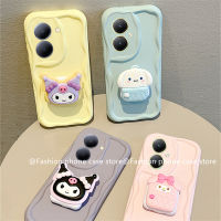 Phone Case เคส VIVO Y27 Y36 Y78 V27e V27 Y16 Y02s Y01 Y30 5G 4G น่ารักตัวยึดกระจกการ์ตูนมาการองเคสโทรศัพท์ซิลิโคนป้องกันเลนส์คุณภาพสูงกรอบนิ่ม2023