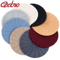 Geebro แฟชั่นผู้หญิงฤดูหนาวผ้าขนสัตว์ผสม Beret หมวก Beret หมวก Lady สีทึบ Slouchy หมวกฤดูหนาวหญิง Bonnet หมวก