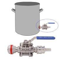 Weldless 304 SS 3-piece Ball Valve with Quick Disconnect Kit Fit 1/2"ID Hose suitable Brew kettles  Homebrew Hardware