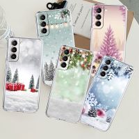 Snowflake Snow Christmas Clear Case For Samsung Galaxy S22 S20 FE S21 S10 S23 Plus Note 20 Ultra 10 Lite Transparent Phone Shell