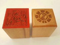 Original Quality Taoist เครื่องมือลัทธิเต๋าอุปกรณ์ลัทธิเต๋าซีลไม้พีชเดี่ยวด้าน Wang Ling Official Seal พระพุทธรูปทิเบต