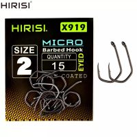 【LZ】♈  Hirisi 15pcs PTFE Coated High Carbon Steel Fish Hook Micro Barbed With Eye Carp Fishing Hook Accessories X919