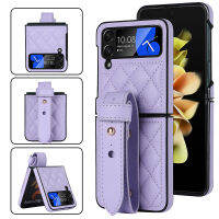 YIQIAN เคส Samsung Galaxy Z Flip 4เคสหนังพร้อมสายคล้องมือปรับได้,เคสหนัง PU บางมากกันกระแทกป้องกันรอยขีดข่วนสำหรับ Samsung Z Flip 4