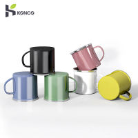 Konco ถ้วยถ้วยแก้วกาแฟนมเคลือบสำหรับใส่เครื่องดื่มแก้วน้ำดื่มถ้วยเครื่องดื่มแก้วน้ำวินเทจขนาด350มล. 1ชิ้นกระบอกใส่ชา