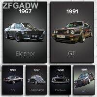 ► รถเรโทร80S GTI รถสปอร์ตคลาสสิคผ้าใบวาดภาพภาพตกแต่งศิลปะบนผนังสำหรับโปสเตอร์ติดฝาผนังห้องนั่งเล่นตกแต่งบ้าน