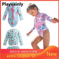 2022 New Summer Baby Girl Swimwear Two Pieces Long Sleeves Print Sunscreen Conservative Swiming Top+Shorts Bathing Suit E1025