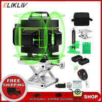 Elikliv 16เส้นเลเซอร์วัดระดับพร้อมแผ่นเป้าปรับระดับด้วยตนเองด้วยเลเซอร์4X360ระดับเลเซอร์สีเขียวแนวตั้งแนวนอนสำหรับงานเค้าโครงการวัดการปรับปรุงบ้าน