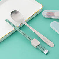 1เซ็ตทนความร้อนแบบพกพากลางแจ้งจีนตะเกียบช้อนกับเคส Flatware