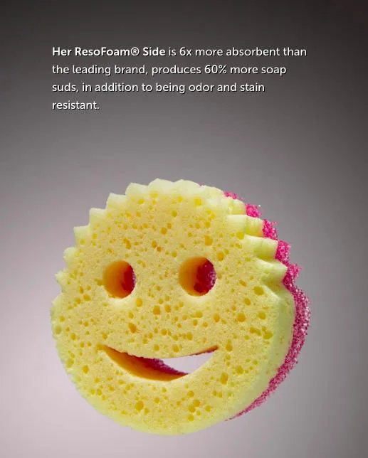 Scrub Daddy Smiling Scrubber, Grey - Scratch-Free Multipurpose Dish Sponge  - BPA Free & Made with Polymer Foam - Stain & Odor Resistant Kitchen Sponge