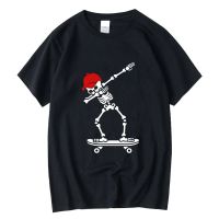 Xin Yi Mens Tshirt 100 Cotton Funny Skateboarding Skull Print Tshirt Loose Cool Tshirt Male Gildan