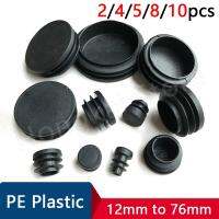 2 10pcs PE Plastic Black Round Pipe Plug 12 14 16 19 20 22 25 28 30 76mm Chair Non Slip Foot Pads Sealing Cover