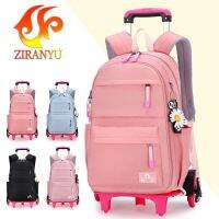 2021 Student School Bag Rolling Backpack Kids Trolley Bag Girl School Backpack Multifunctional Child Waterproof Backpack Wheels