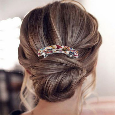 Automatic Clasp Hair Grip Hair Clips For Long Hair French Barrettes For Fine Thick Hair Classic Tortoise Shell Hair Clips Wide Curved Celluloid Ponytail Holder Clamp