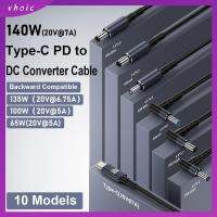 VHOIC 180CM แล็ปท็อป สาย USB Type C เป็น DC 5.5X2.5mm 7A 20V สายแปลง PD 140W มืออาชีพอย่างมืออาชีพ ชิป emark สายชาร์จเร็ว สำหรับ เอชพี/เดลล์/อัสซุส โฮมออฟฟิศออฟฟิศ