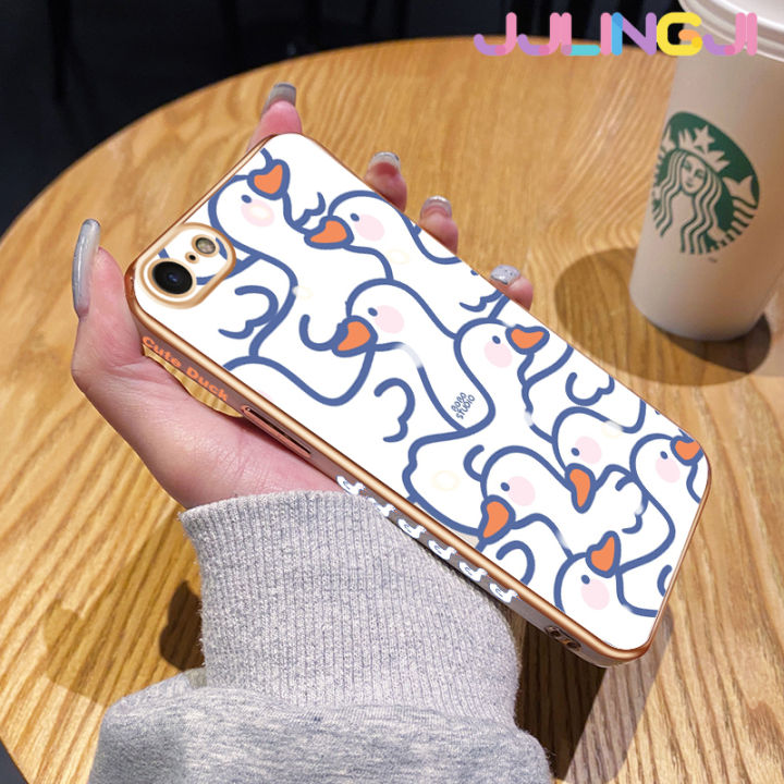 jjlingji-เคสสำหรับ-iphone-7-7-plus-8-8-plus-se-2020น่ารักลายหงส์ขาวสวยดีไซน์ใหม่ด้านข้างเคสโทรศัพท์ซิลิโคนฝาปิดเลนส์เต็มกล้องป้องกันกล่องกันกระแทก-softcase