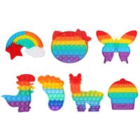 【LZ】✱✾✈  Rainbow Fidget Toys Children Christmas Gift Kawaii Push Bubble Fidget Toys Stress Relief Squishy Toys 2022