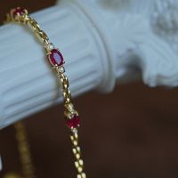 【YF】◙  New light luxury silver inlaid ruby diamond bracelet for women chain charm fine section exquisite high-end engagement