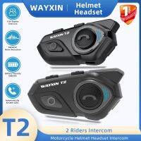 หมวกกันน็อครถจักรยานยนต์ WAYXIN T2 สำหรับผู้ขับขี่ 2 คน Bluetooth Intercom รถจักรยานยนต์ Intercom กันน้ำ BT5.0