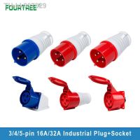 Industrial Plug and Socket 3Pin 4Pin 5Pin Electrical Connector 16A 32A IP44 Waterproof  220V 380V 415V Male Female