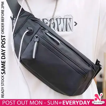 MV Bag Leather Messenger Bag Black Sling Shoulder Beg Sandang