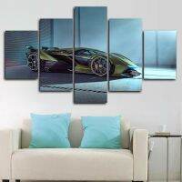 Lamborghini Lambo V12 GT Wall Art โปสเตอร์ภาพผ้าใบ-5ชิ้นชุดสำหรับตกแต่งบ้าน,ห้องนั่งเล่น-ไม่รวมกรอบ