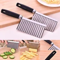 Kitchen Accessories Wavy Potato Flower Cutter Vegetable Cutters Stainless Steel Strip Cutter French Fry Knife Carving Knife