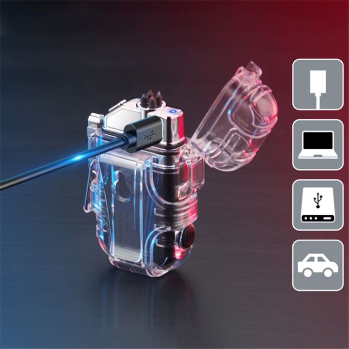 zzooi-luminous-waterproof-lighter-with-cob-light-outdoor-camping-survival-windproof-igniter-type-c-electronic-dual-arc-plasma-lighter