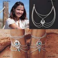 pime MALL Boho Turquoise เท้าเปล่ารองเท้าแตะชายหาด anklet ห่วงโซ่เท้าสร้อยข้อมือข้อเท้า