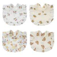 【DT】hot！ Cotton Gauze Baby Bib Newborn Feeding Burp Cloths Floral Ruffle Boys Nursing Saliva Bandana Accessories