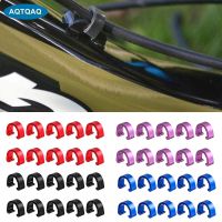 10Pcs Aluminium Alloy Bicycle C-Clips Clamps Hose Guide Clamps Bicycles Brake Cable Derailleur Shifter Cable Fixed Clips Buckle Nails Screws Fasteners