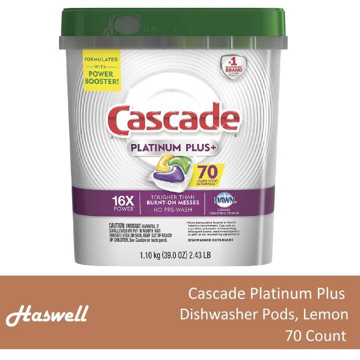 Cascade Platinum Plus Dishwasher Pods, ActionPacs Detergent, Lemon, 70 Count Lazada PH