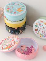 1PC Round Pot Illustration Tea Storage Boxes Desk Organizer Tin Animal Storage Case Jewelry Cases Wedding Candy Christmas Gifts Storage Boxes